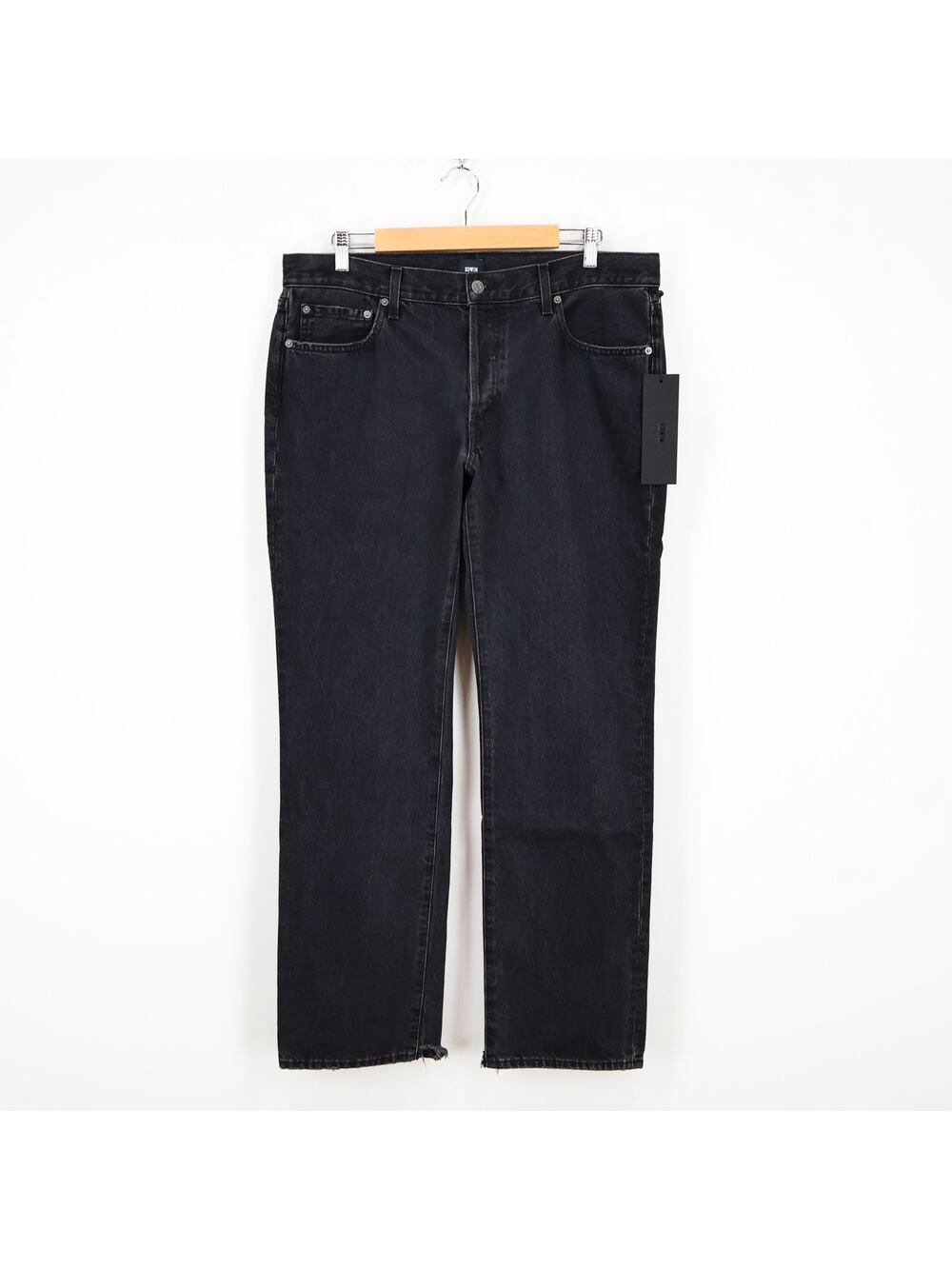 Edwin Simone Mid Rise Button Fly Straight Leg Denim Jean Maire Black 30 NWT